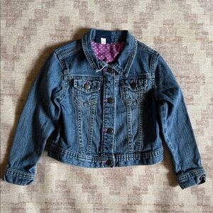 OshKosh B'gosh Denim Kids Jacket with Pink Polka Dot Lining Girls size 5T